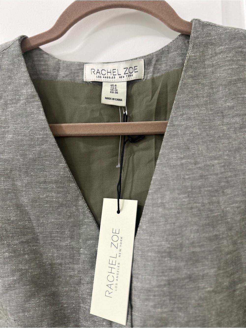Rachel Zoe Tailored V-Neck Sleeveless Vest in Heather Gray - Picture 2 of 3